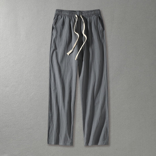 Herren Leinenhose mit elastischem Bund und Tunnelzug geradem Bein Shop Nory