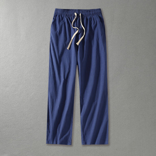 Herren Leinenhose mit elastischem Bund und Tunnelzug geradem Bein Shop Nory