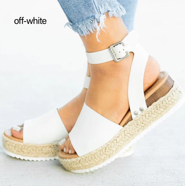 Damen Wedge-Sandalen mit verstellbarem Riemen und komfortablem Fußbett