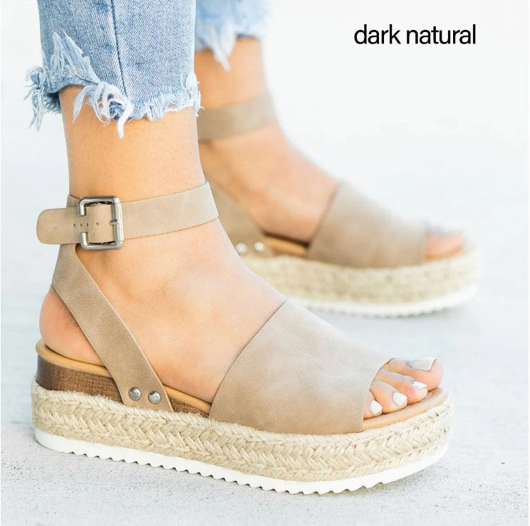 Damen Wedge-Sandalen mit verstellbarem Riemen und komfortablem Fußbett