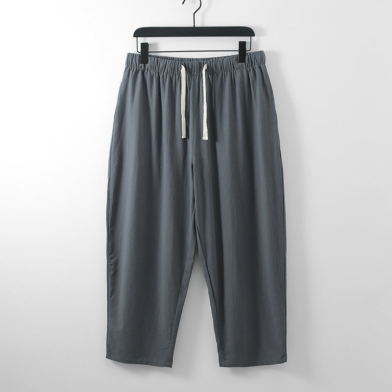Unisex Leichte Baumwoll-Leinen Freizeithose mit elastischem Bund und Tunnelzug Shop Nory