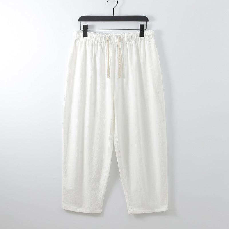 Unisex Leichte Baumwoll-Leinen Freizeithose mit elastischem Bund und Tunnelzug Shop Nory