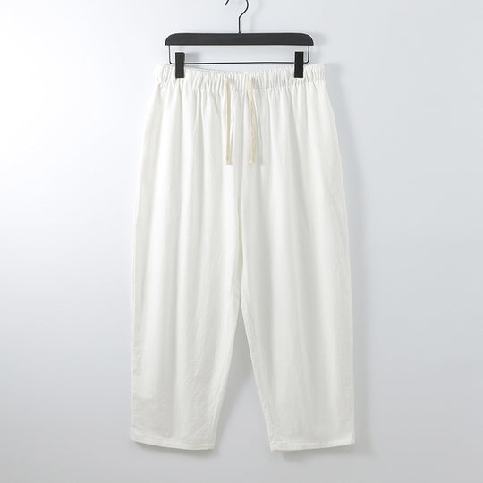 Unisex Leichte Baumwoll-Leinen Freizeithose mit elastischem Bund und Tunnelzug Shop Nory
