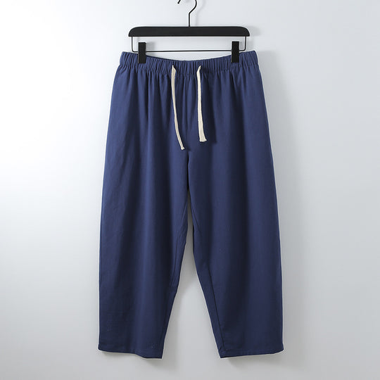 Unisex Leichte Baumwoll-Leinen Freizeithose mit elastischem Bund und Tunnelzug Shop Nory
