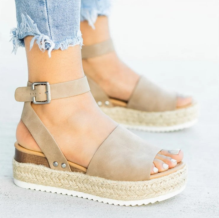 Damen Wedge-Sandalen mit verstellbarem Riemen und komfortablem Fußbett