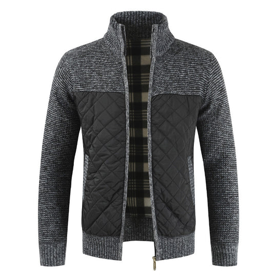 Herren gesteppter Strickcardigan mit Stehkragen, Thermofutter und Reißverschluss Shop Nory