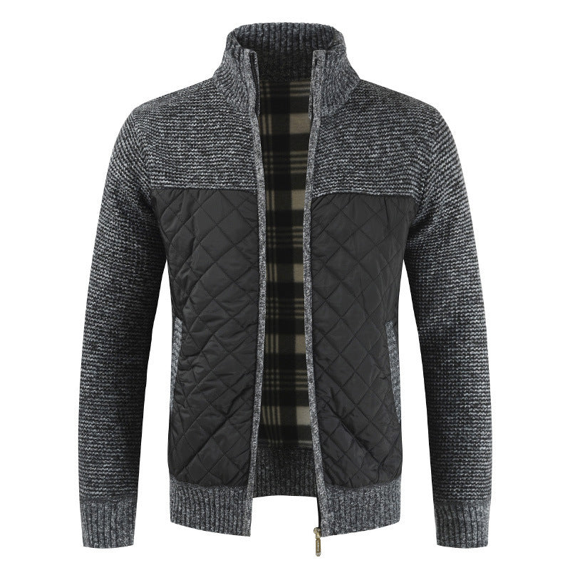 Herren gesteppter Strickcardigan mit Stehkragen, Thermofutter und Reißverschluss Shop Nory