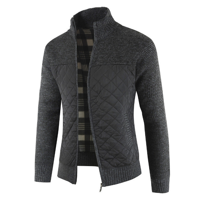 Herren gesteppter Strickcardigan mit Stehkragen, Thermofutter und Reißverschluss Shop Nory