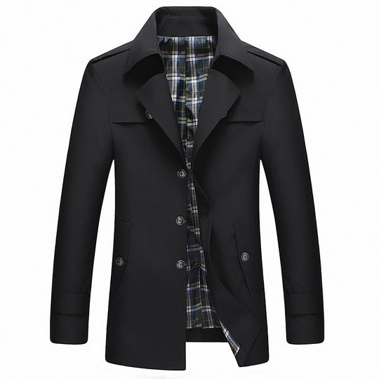 Herren Moderner Kurzmantel im Trenchcoat‑Look mit karierter Innenfütterung und Schulterklappen Shop Nory