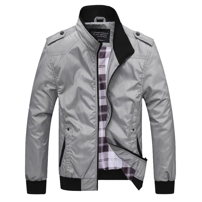 Herren Leichte Bomberjacke mit Stehkragen, Reißverschluss und kariertem Innenfutter Shop Nory