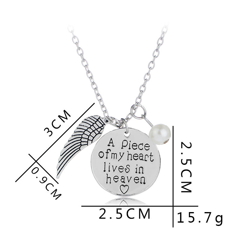 Erinnerungs-Halskette Ein Stück meines Herzens lebt im Himmel Mitgefühl Anhänger Halskette | Shop Nory