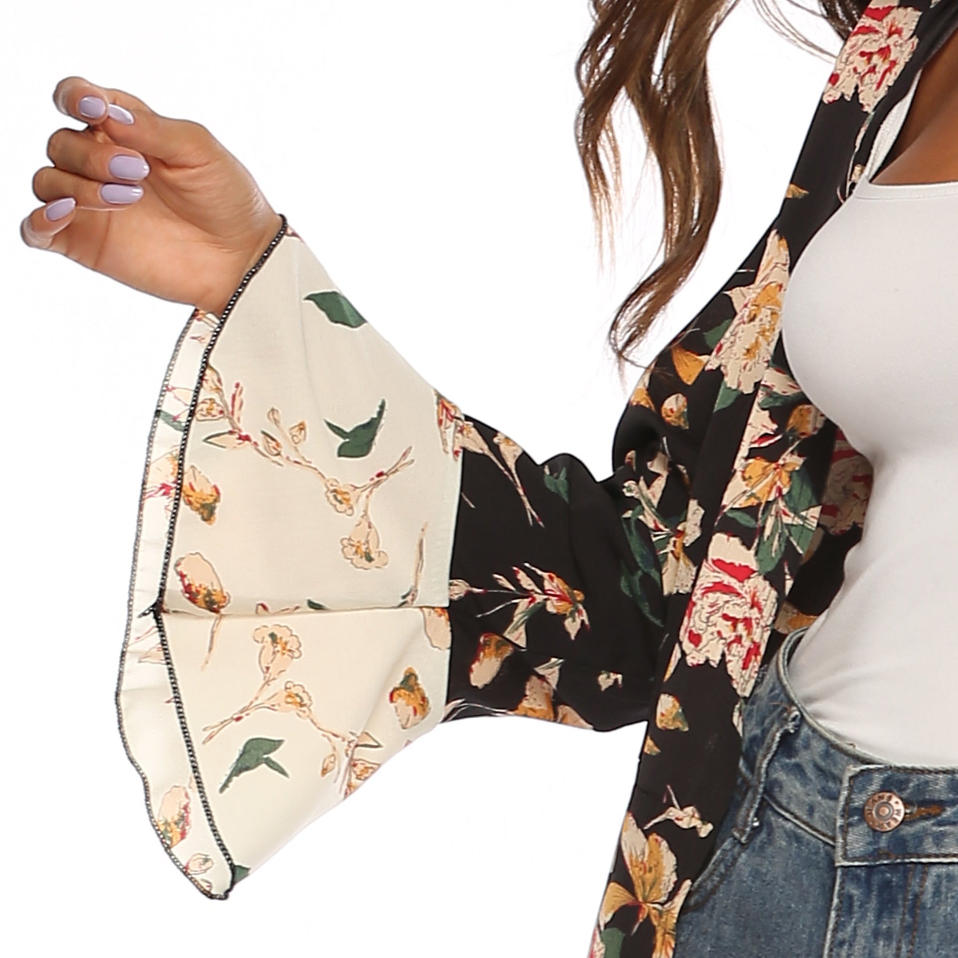 Damen floraler Kimono von