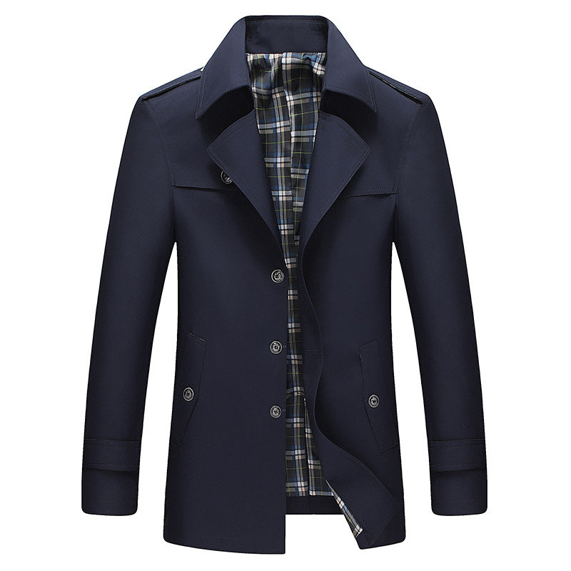 Herren Moderner Kurzmantel im Trenchcoat‑Look mit karierter Innenfütterung und Schulterklappen Shop Nory
