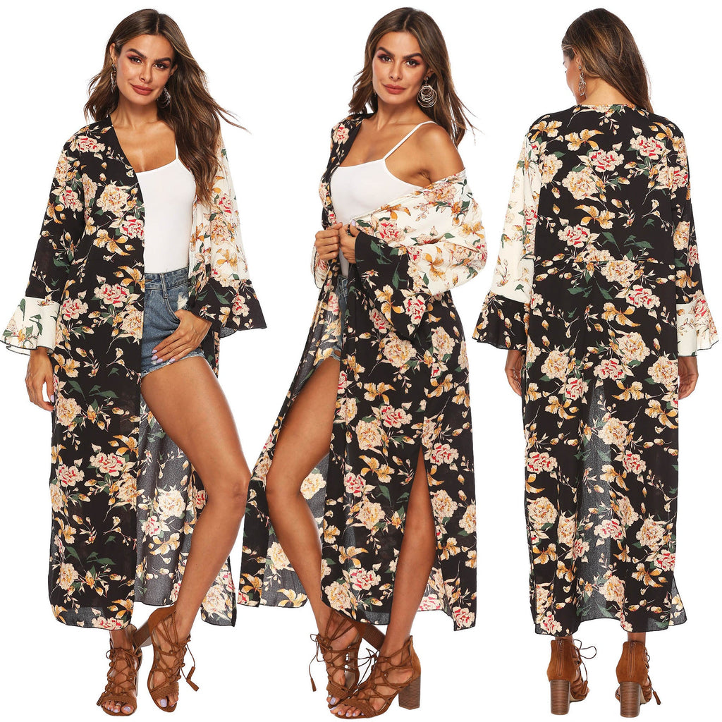 Damen floraler Kimono von