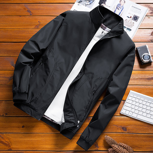 Herren Leichte Microfaser-Bomberjacke mit Stehkragen und elastischen Bündchen Shop Nory