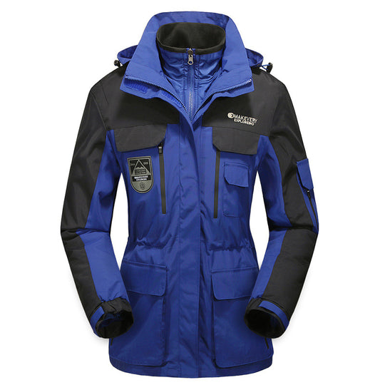 Herren wasserdichte atmungsaktive dreiteilige Outdoor-Expeditionsjacke mit Kapuze und Mehrzwecktaschen Shop Nory