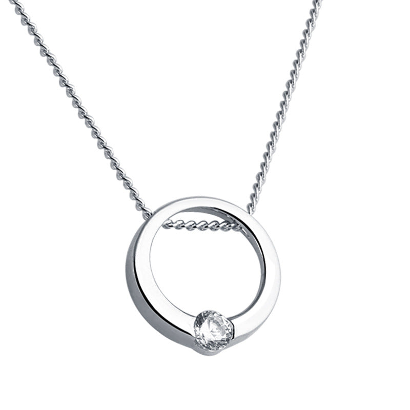 Damen Halskette mit edlem Kreiselement und funkelndem Stein Shop Nory