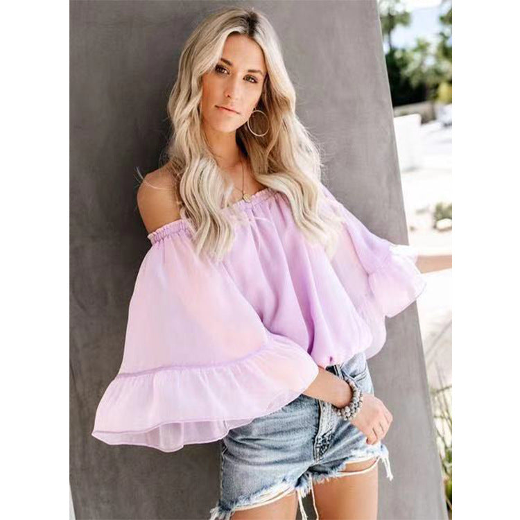 Damen Bluse mit weitem Ärmel und off-shoulder Design Shopnory