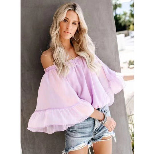 Damen Bluse mit weitem Ärmel und off-shoulder Design Shopnory