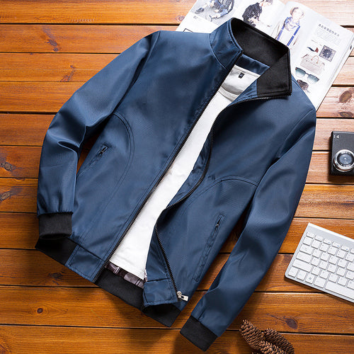 Herren Leichte Microfaser-Bomberjacke mit Stehkragen und elastischen Bündchen Shop Nory