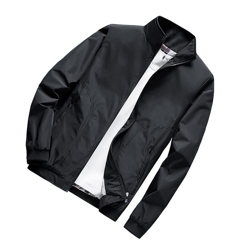 Herren Leichte Microfaser-Bomberjacke mit Stehkragen und elastischen Bündchen Shop Nory