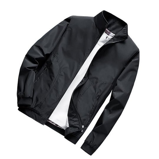 Herren Leichte Microfaser-Bomberjacke mit Stehkragen und elastischen Bündchen Shop Nory