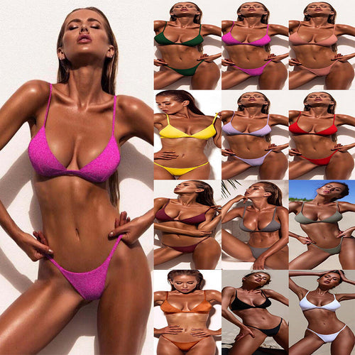Damen Triangel-Bikini mit feinem Rippdesign Shopnory