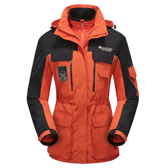 Herren wasserdichte atmungsaktive dreiteilige Outdoor-Expeditionsjacke mit Kapuze und Mehrzwecktaschen Shop Nory