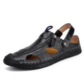 Herren Atmungsaktive Ledersandalen mit verstellbarem Riemensystem Shopnory