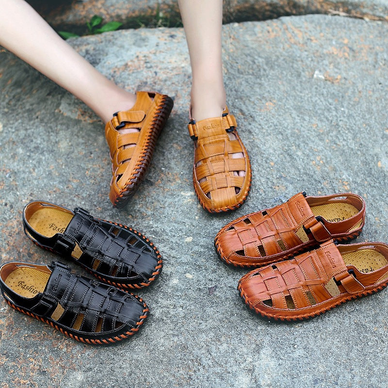 Herren Komfortable Leder-Sandalen mit individuell anpassbarem Riemen
