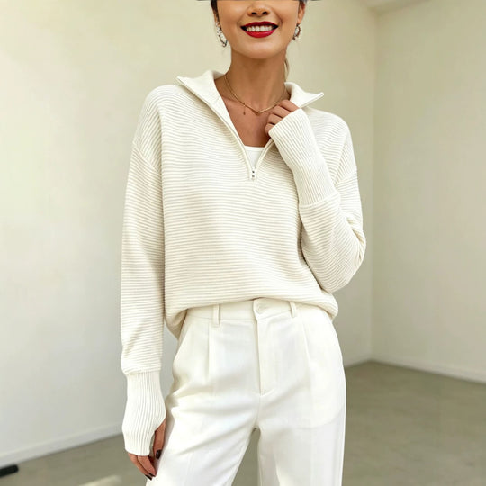 Damen-Strickpullover mit Reißverschluss
