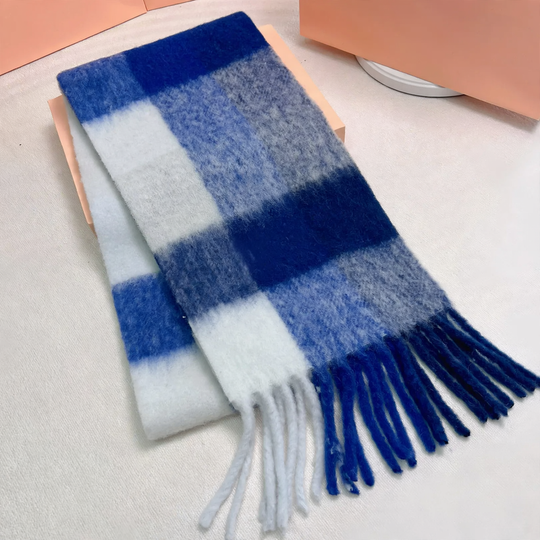 Langer Regenbogen-Schal aus Mohair-Wollmischung