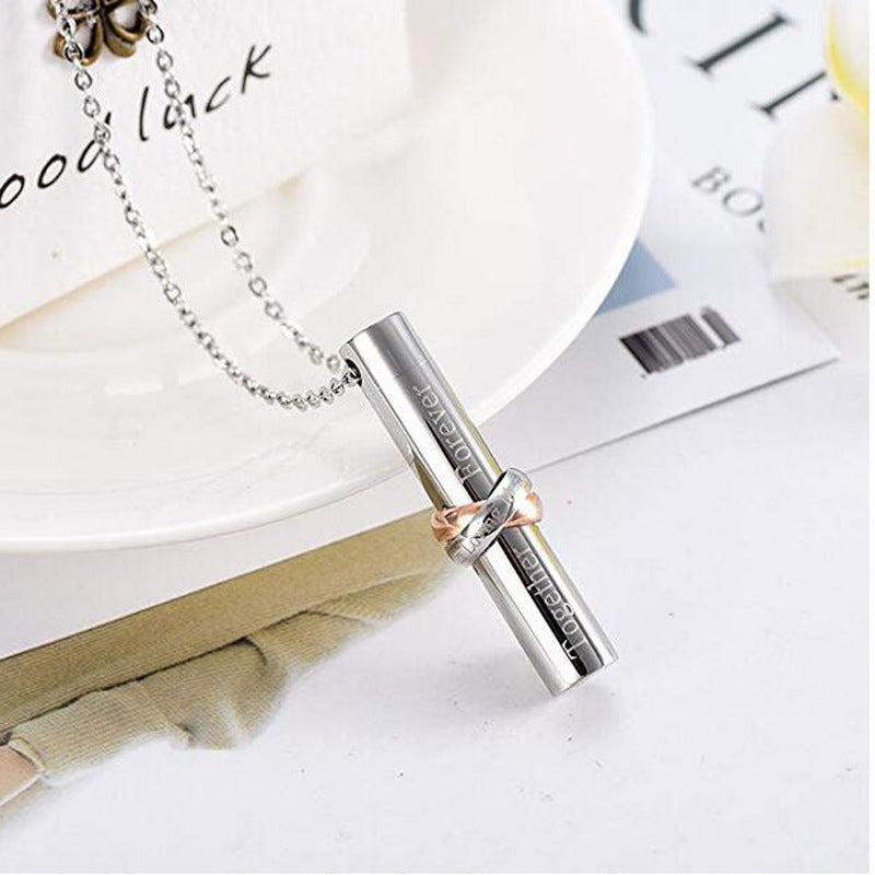 Damen Edelstahl Medaillon Halskette mit doppeltem Bindemotiv Shop Nory