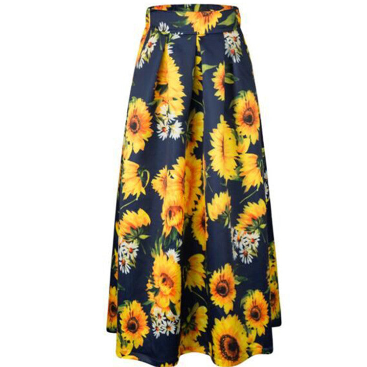 Damen Maxirock mit hoher Taille, ausgestelltem Teller‑Schnitt und dekorativem Punkte‑Print Shop Nory