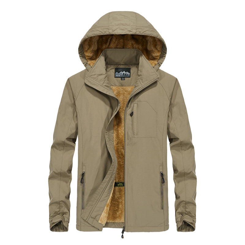 Herren Softshell-Outdoorjacke mit Teddy-Innenfutter, winddicht und Kapuze Shop Nory
