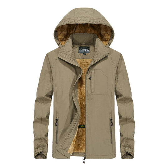 Herren Softshell-Outdoorjacke mit Teddy-Innenfutter, winddicht und Kapuze Shop Nory