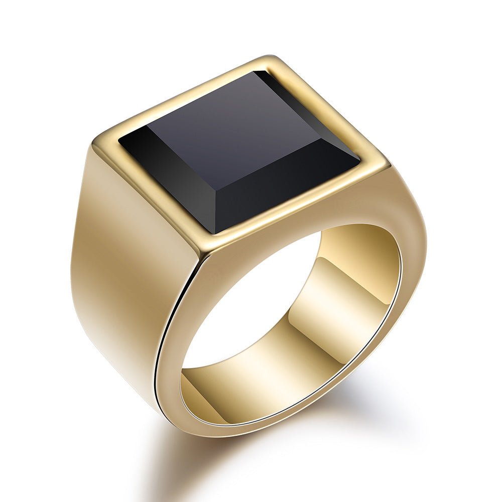 Herren Ring mit quadratischem Onyxstein und modernem Design Shop Nory