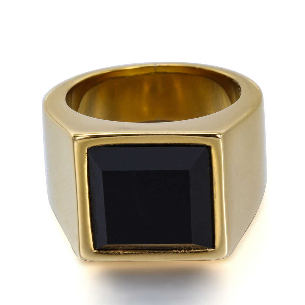 Herren Ring mit quadratischem Onyxstein und modernem Design Shop Nory