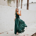 Damen Elegantes Maxikleid mit fließendem Rock und schlichter Silhouette