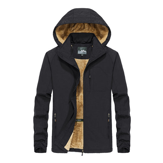Herren Softshell-Outdoorjacke mit Teddy-Innenfutter, winddicht und Kapuze Shop Nory