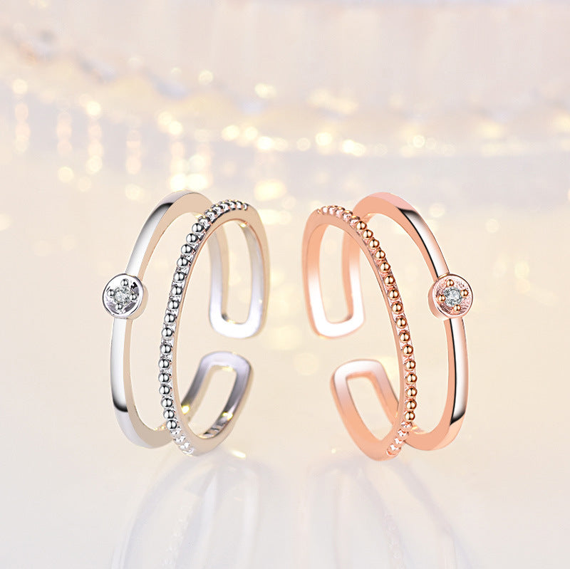 Damen Offener Ring mit elegantem Zirkonia-Besatz und modernem Design Shop Nory