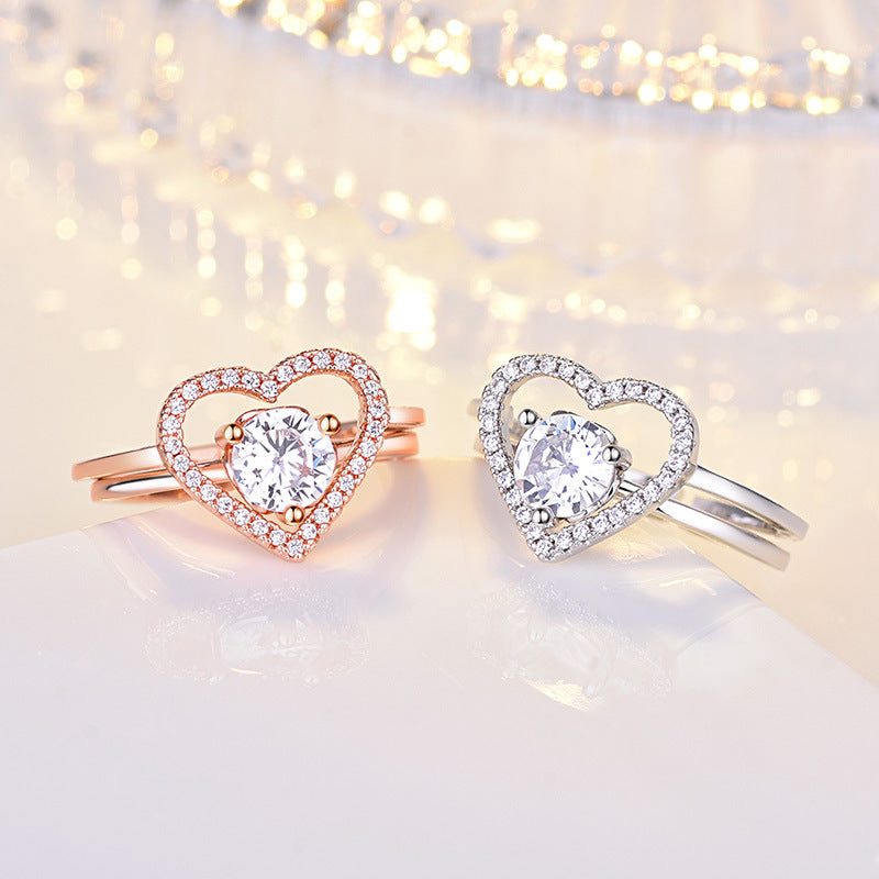 Damenring mit funkelndem Herzdesign und elegantem Zirkonia-Besatz Shop Nory