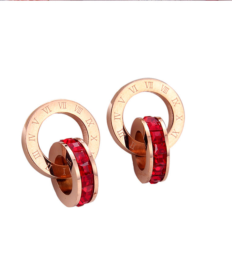 Damen stilvolle Ohrstecker mit graviertem Design und funkelnden Kristallen Shop Nory