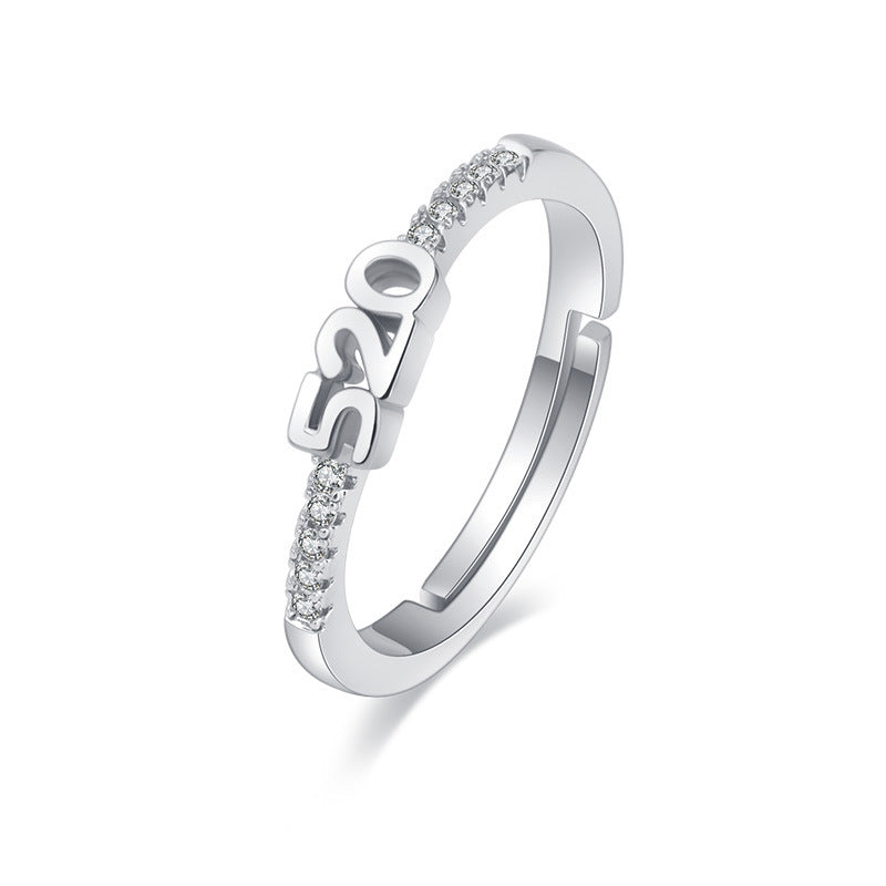 Damenring mit modernem Ziffern-Design und funkelnden Zirkonia Shop Nory