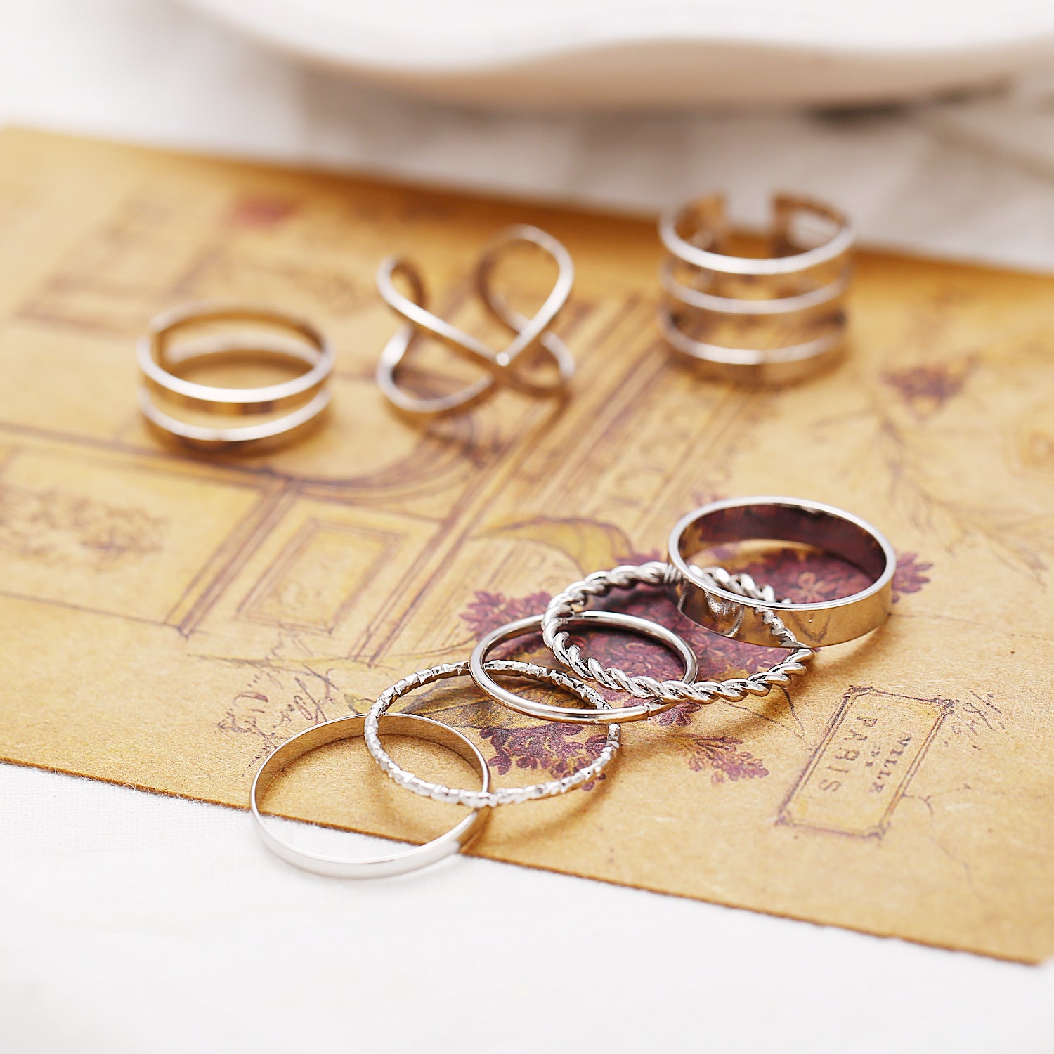 Damen Ring-Set mit kreativen und funkelnden Designs Shop Nory