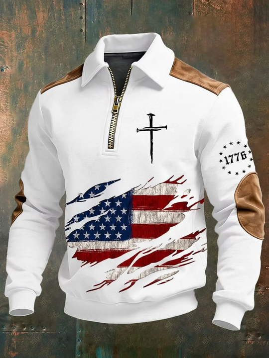 Herren-Sweatshirt mit 3D-Druck und Reißverschluss