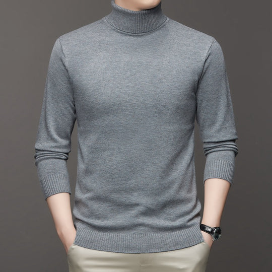 Herren-Strickpullover, Stehkragen, schmale Passform