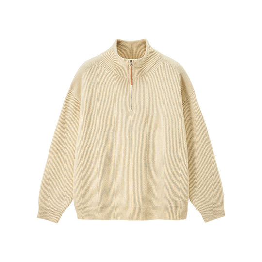 Herren-Strickpullover mit halbem Reißverschluss