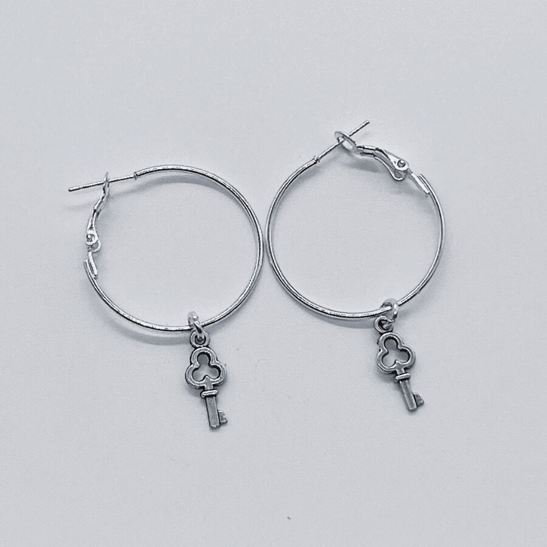 Silver Hoop Earrings With Charm | Shop Nory