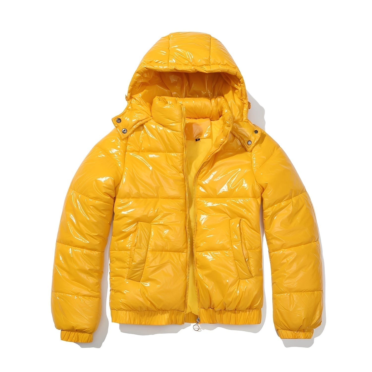 Elegante, glanzvolle Damenjacke mit Kapuze